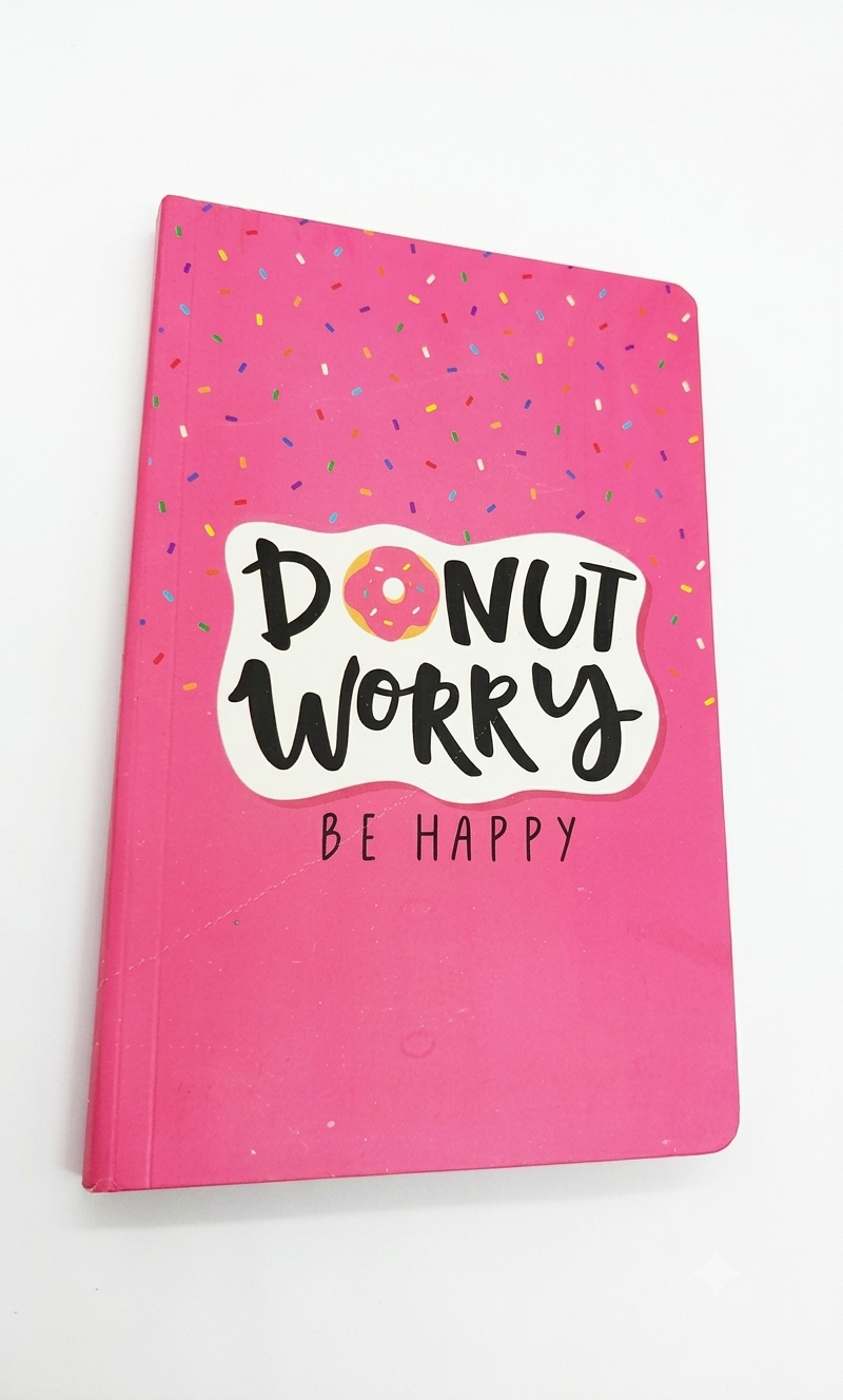 Diary with quote "Donut Worry"